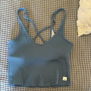 Blue Ribbed Tank Top